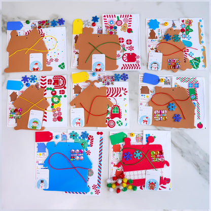 Winlyn 24 Sets Christmas Craft Kits Winter Crafts DIY Gingerbread House Ornaments Decorations Art Sets Festive Foam Stickers Holiday Arts and Crafts for Kids Home Classroom Activities Party Favors