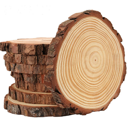 HOZEON 8 PCS 8-9 Inches Natural Wood Slices, Smooth Rustic Unfinished Wood Slices, Wood Slices for Crafts, Arts, Wedding Decoration, Christmas, Ornaments, DIY Crafts