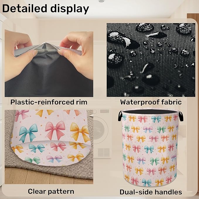 Colorful Bow Foldable Laundry Hamper