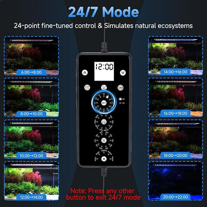 fishkeeper LED Aquarium Plant Light, 24/7 Full Spectrum Aquarium Light with 5 Nature Weather Mode, Auto On Off with Timer for 40-48 Inch Fish Tank, Adjustable Colors/Brightness with Memory Function