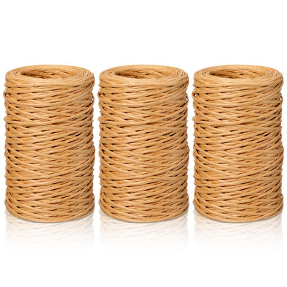Threlaco 3 Roll 164 Feet Floral Wire Rustic Vine Bind Wire for Wreath Making, Flower Bouquets, Gift Wrapping, DIY Craft, Wedding Decor(Light Brown)