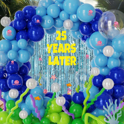 Custom Age Numbers 25 Years Later Birthday Banner Under The Sea Party Decorations – Whats Funnier Than 24 25th 10th Birthday Decorations,Bubble Jellyfish Coral Stickers And Fringe Curtains Backdrop