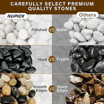 NUPICK 3lb River Rocks for Plants Indoor, 1-2Inch Mixed Pebbles for Vase Fillers, Decorative Gravel for Fish Tank, Natural Polished Stones for Succulent, Bonsai, Landscaping, Bird Baths