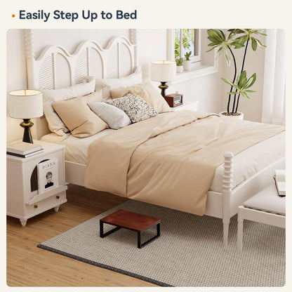 Solid Wooden Step Stool for Adults Seniors Non-Slip, Heavy Duty Bed Steps for High Beds with 500 LBS Capacity, Portable Bedside Step Stool Easy Assembly