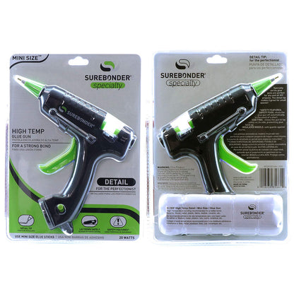Surebonder Mini Hot Glue Gun with Fine Tip Nozzle - 20W High Temp Detail Tip Glue Gun for Crafts, DIY, & Repairs, Uses 7/16" Mini Glue Sticks