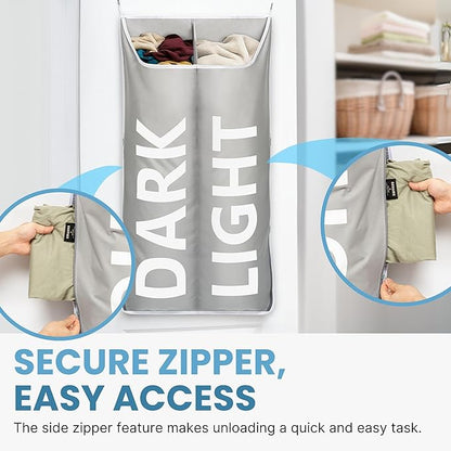 Hanging Laundry Hamper Bag XL 40x22", Space Saving over the Door Storage Bags