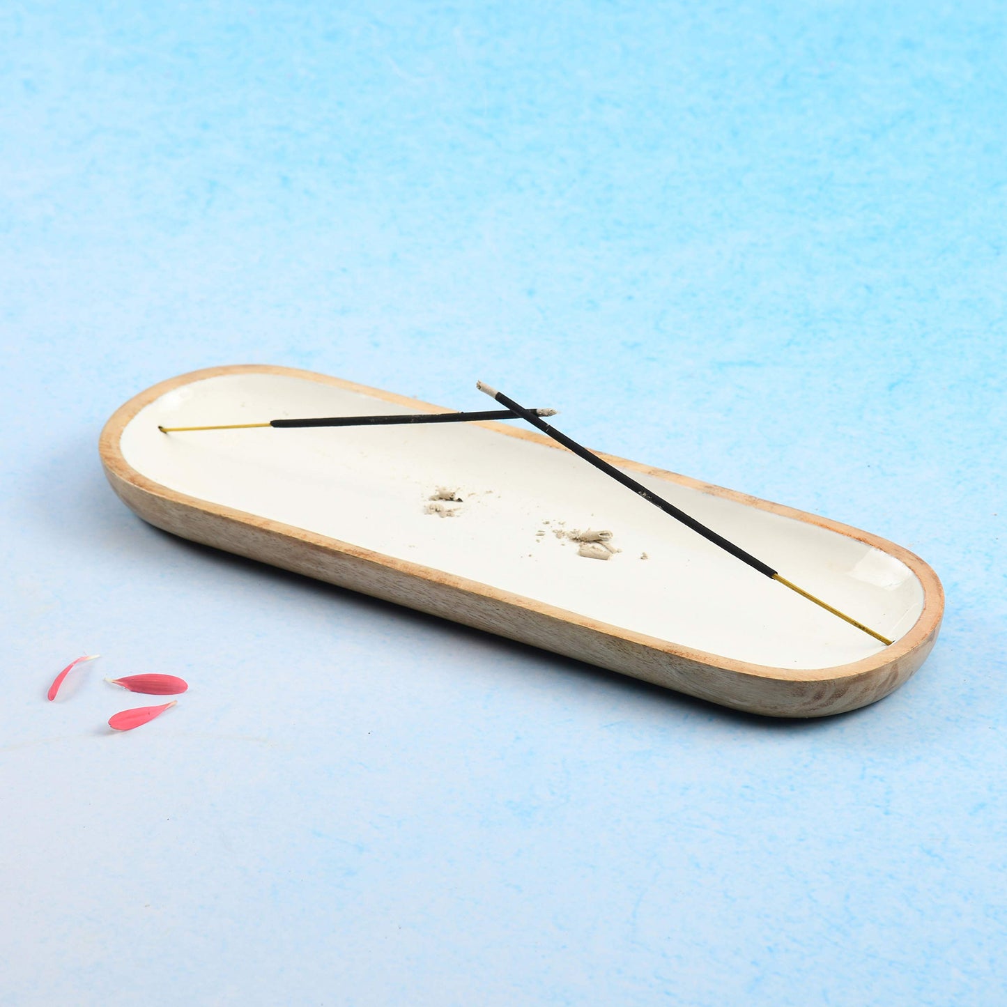 Folkulture Incense Holder for Home | Modern Incense Burner or Insence-Stick Holder for Gifts| Mango Wood Incense Tray Trough for Sticks 12 x 4 Inches, White