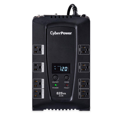 CyberPower CP825AVRLCD Intelligent LCD UPS Battery Backup and Surge Protector, 825VA/450W, 8 Outlets, AVR, Compact, UL Certified
