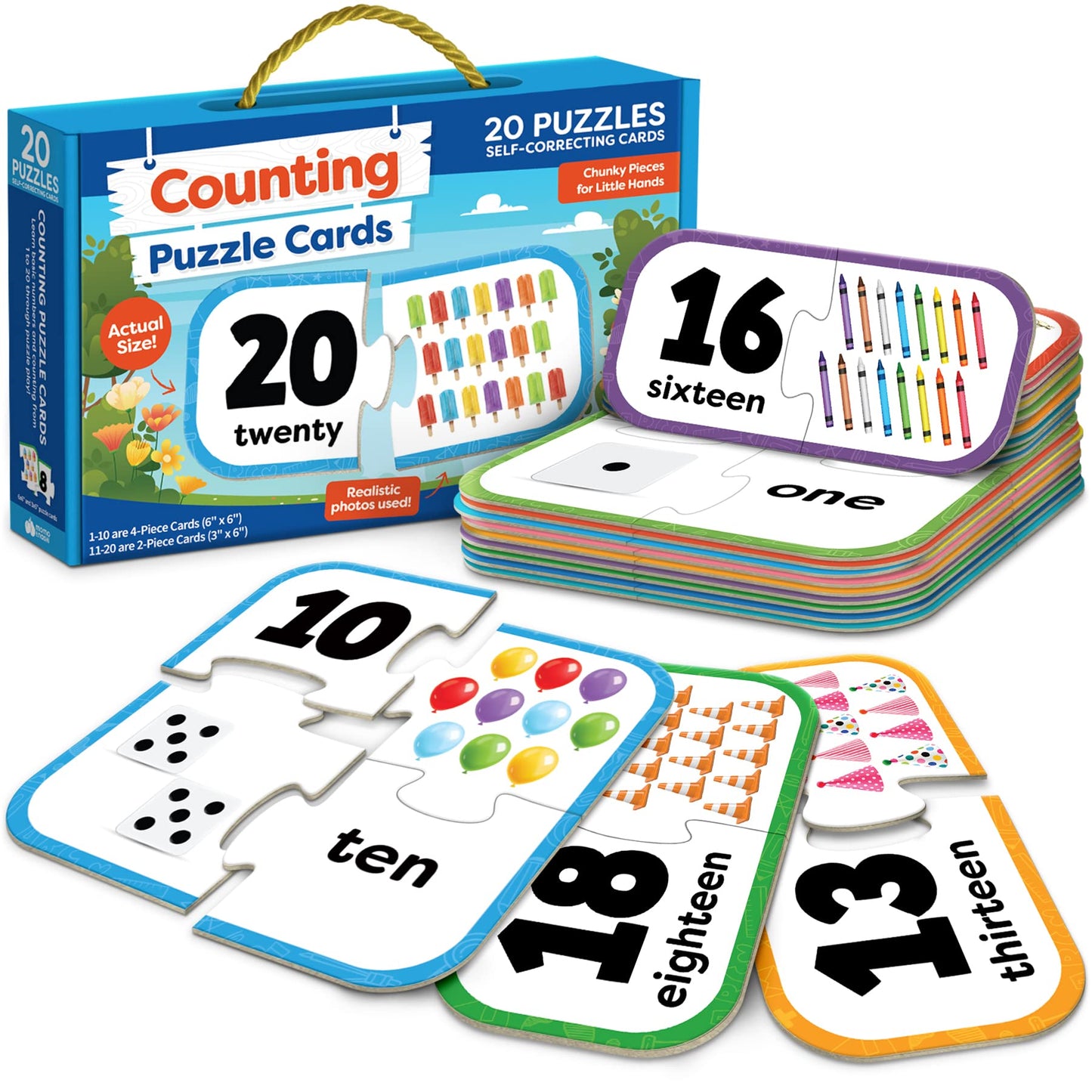 Number Puzzle Kindergarten Math Games - Number Matching Puzzle - 20 Sets Learning Numbers Puzzles - Counting Toys for Toddlers Kids Ages 3-5 - Educational Toys Preschool Learning Activities