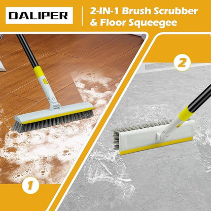 Floor Scrub Brush with 180° Rotating 50" Long Handle