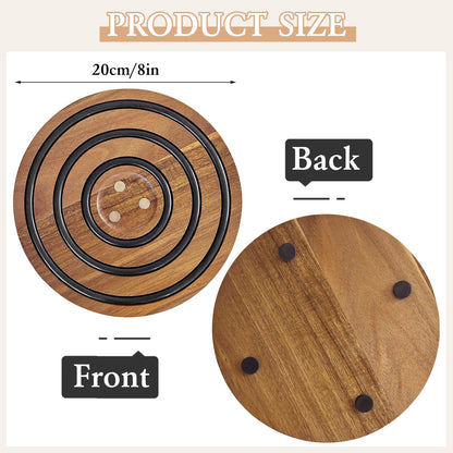 LAIAMER 2 PCS Magnetic Wooden Trivets for Hot Pots and Pans, Heat Resistant Acacia Wood Trivet with Cushioning Silicone Strips for Dutch Ovens Hot Dishes Pots Holder, for Mom Grandma
