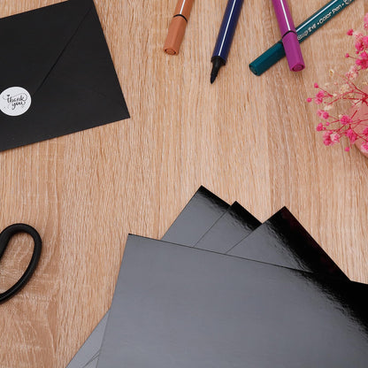60 Pack Metallic Paper Sheets Black Foil Mirror CardStock Shimmering Paper 250gsm/92lb For Decorative, Weddings & Birthdays Invitations, Cardmaking & Paper Crafts Size 8.5" x 11" (Black)