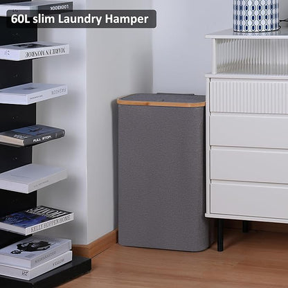 Slim Laundry Basket, 60L Laundry Hamper
