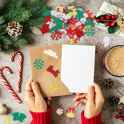 Coopay 300 Pcs Christmas Foam Stickers, Self-Adhesive Glitter Foam Stickers for Crafts, Holiday DIY Adhesive Crafts for Christmas Art Winter Greeting Cards Scrapbooking Home & Party Decoration