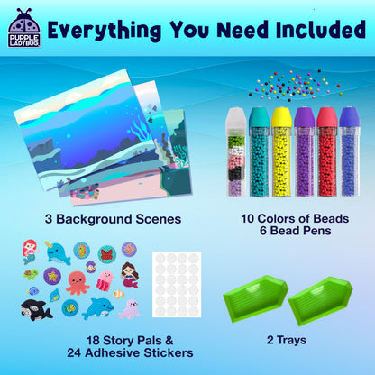 Magical Bead Painting – Birthday Gifts for Girl and Boy Ages 6-8 Years Old, Bead Art & Craft Set, Beads Pen & Painting Activities, Creative Arts & Crafts Ocean Theme Kit with Fun Designs