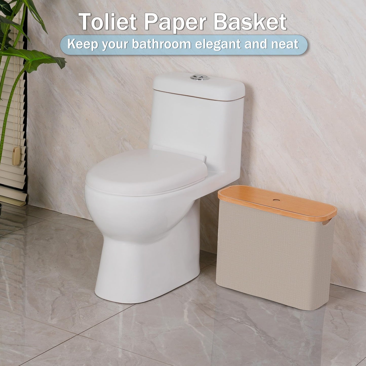 efluky Toilet Paper Basket with Lid, Toilet Paper Organizer for Bathroom, Free Standing Toilet Paper Holder with Storage, Brownbeige
