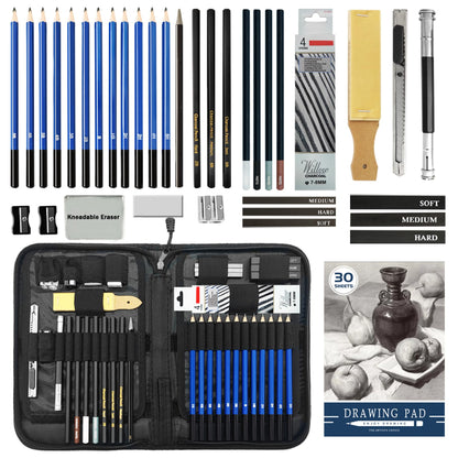 MYBRELAR Sketching and Drawing Kit, 41 PCS Professional Drawing Pencils for Sketching Kit with Sketchbook, Graphite and Charcoal Pencils, Art Drawing Set for Kids, Beginners, Teens and Adults