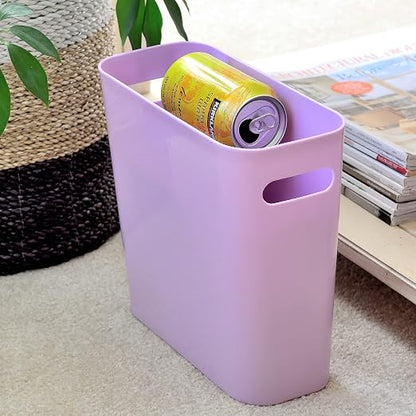 Youngever 1.5 Gallon Slim Trash Can, Plastic Garbage Container Bin, Small Trash Bin with Handles for Home Office, Living Room, Study Room, Kitchen, Bathroom (1 Pack Purple)