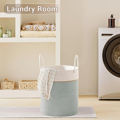 Tall Laundry Basket with Handles, 100L Portable Dirty Clothes Hamper, Boho