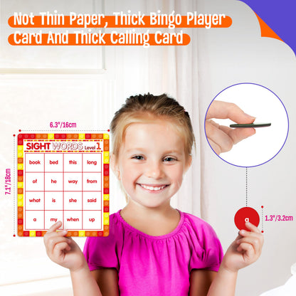 SpriteGru Sight Word Bingo Game, 120 Sight Words Learn to Read Level 1 & Level 2 Bingo Board Game Dolch's & Fry's Words Lists for Kindergarten and Preschool Kids 4-8, Perfect for Classroom & at Home