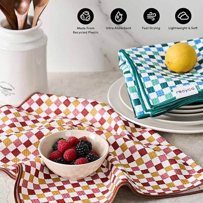 RECYCO Waffle Kitchen Towel Set of 2