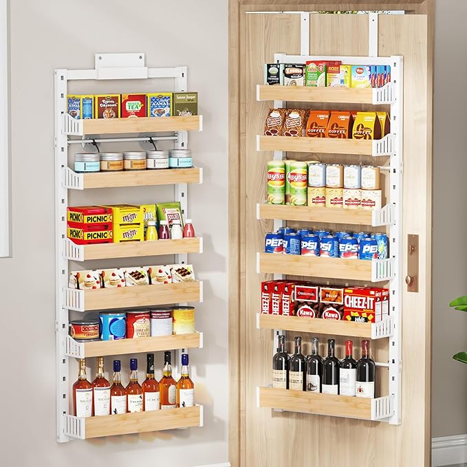 6-Tier Over The Door Pantry Organizer, Heavy-Duty Metal Wall Mount or Hanging