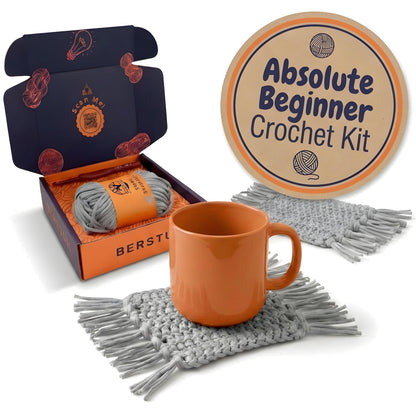 Berstuk Level 1 Absolute Beginner Crochet Kit for Adults - Crochet Starter Kit Beginner for Adults - Learn to Crochet with Expert Video Tutorials - Perfect DIY Gift
