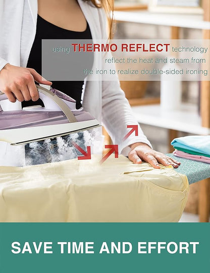 Extra Wide Ironing Board Cover and Pad, 18X49 Reflective Silicone Ironing Board