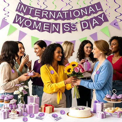 Kigeli 24 Sets Women's History Month Pins for Women, International Womens Day Pins with Cards Bulk Female Rights Awareness Inspirational Gifts for March Feminism Party Supplies
