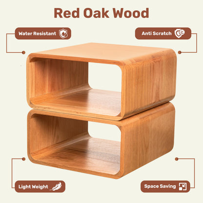 Contempa Wooden Cube Storage Bookcase Organizer, Bookshelf for Bedroom, Livingroom, Dormroom, Home Office, Studyroom, Home Decor and Contemporary Spaces (Red Oak | Pack of 2)