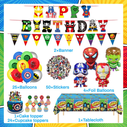 Birthday Party Decorations Kit, Includes Happy Birthday Banner, Foil Balloons, Tablecloth, Backdrop, Adult Themed Party Supplies