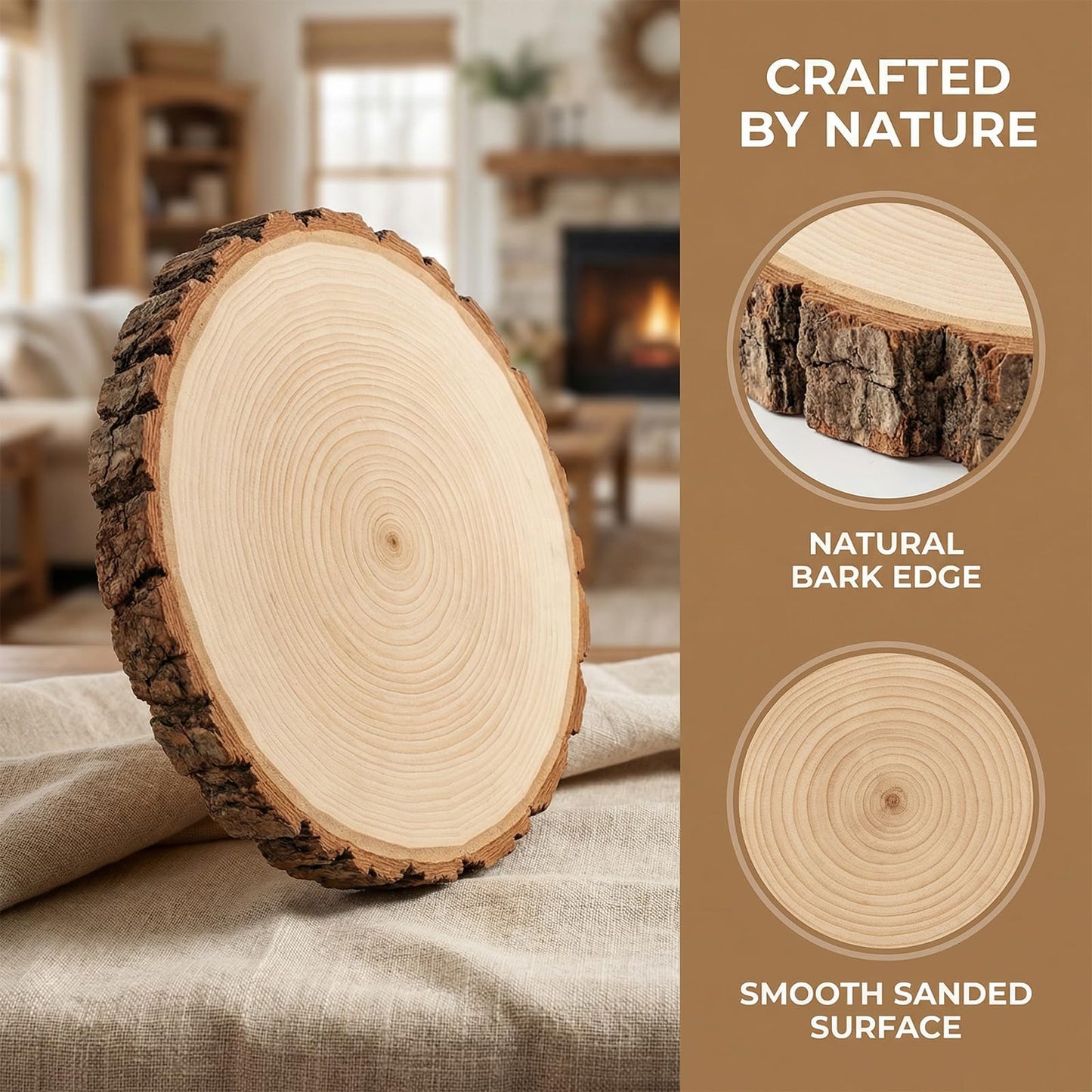 SENMUT 10 Pack Large Wood Slices 7-8 Inches - Natural Unfinished Wood Rounds for Centerpieces, Rustic Wedding Table Decor, DIY Crafts, Christmas Ornaments & Party Platter - Pine Wood Slabs