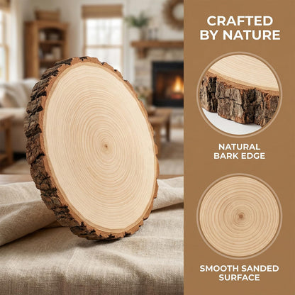 SENMUT 10 Pack Large Wood Slices 7-8 Inches - Natural Unfinished Wood Rounds for Centerpieces, Rustic Wedding Table Decor, DIY Crafts, Christmas Ornaments & Party Platter - Pine Wood Slabs