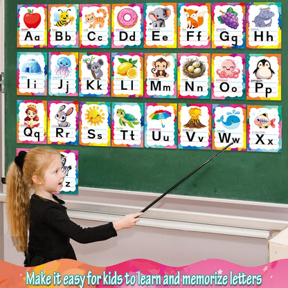 Adduster Alphabet Letters for Wall - ABC Alphabet Poster Classroom Wall Alphabet Alphabet Wall Chart Kindergarten Elementary Classroom Wall Decor Daycare Homeschool Supplies (Write Badly)