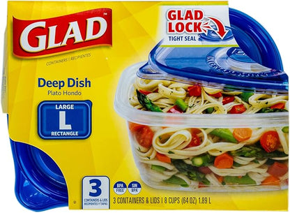 Glad GladWare Deep Dish Food Storage Containers, Large Rectangle