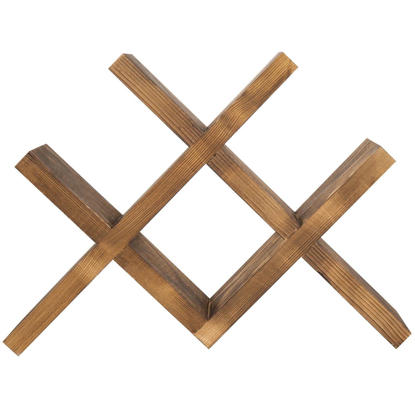 MyGift 4-Bottle Rustic Brown Wood Wine Rack for Countertop - Brushed Country Rustic Style, Compact Storage for Kitchen, Bar, Dining Room (Holds 750ml Bottles)