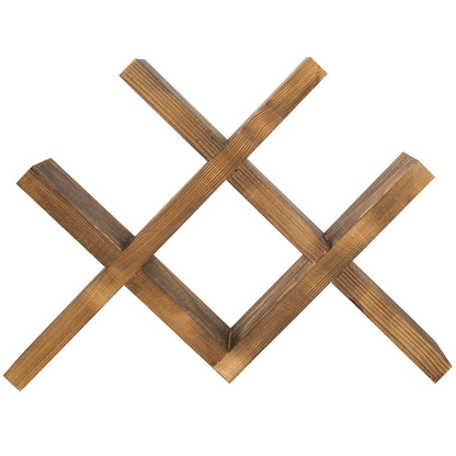 MyGift 4-Bottle Rustic Brown Wood Wine Rack for Countertop - Brushed Country Rustic Style, Compact Storage for Kitchen, Bar, Dining Room (Holds 750ml Bottles)