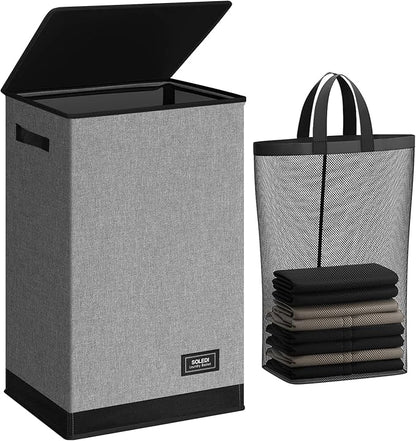 SOLEDI Laundry Hamper with Lid 90L Large & Tall Collapsible Laundry Basket