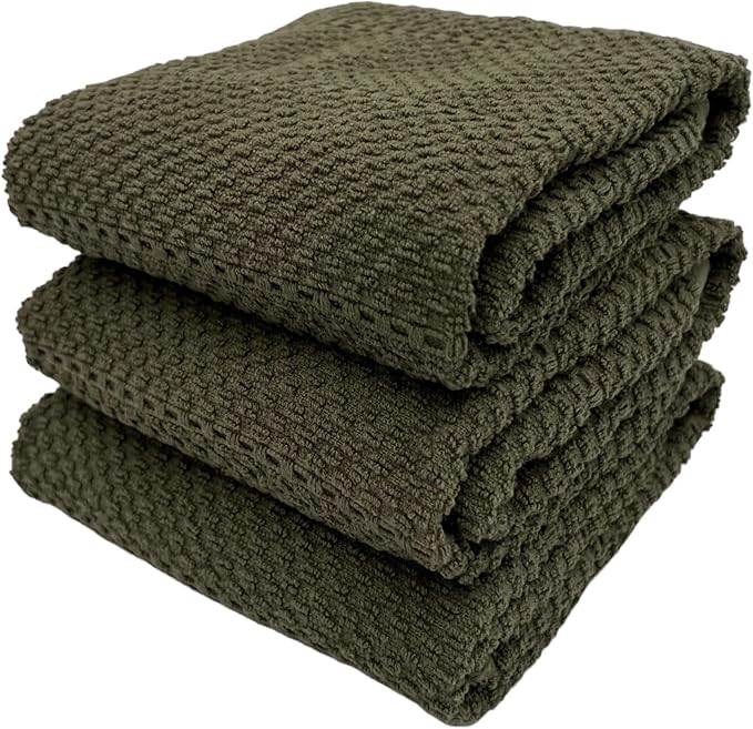Serafina Home Olive Green Kitchen Hand Dish Towels: Oversized 28" x 18"