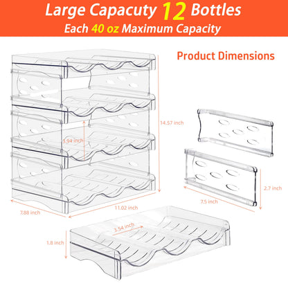 Baosia Stackable Wine Rack,Wine Bottle Holder for Inside Cabinet,for Pantry,Refrigerator,Countertop Organization-4 Tiers for 12 Bottles