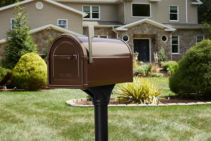 Architectural Mailboxes Hillsborough Post Mount Mailbox, Copper, Large | Galvanized steel build for outside with rust-resistant powder-coat finish and a magnetic door closure. USPS approved.