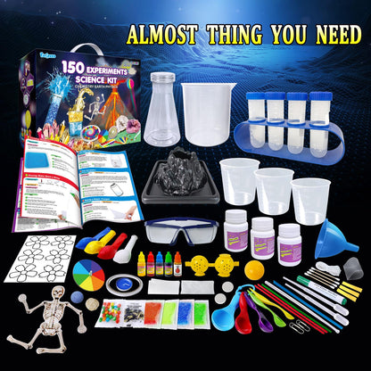 PATIFEED 150 Experiments Science Kit for Kids, Chemistry Set, Scientific Christmas Birthday Toys Gifts Ideas for Boys Girls, Break Geodes, Volcano,S.T.E.M Learning Projects