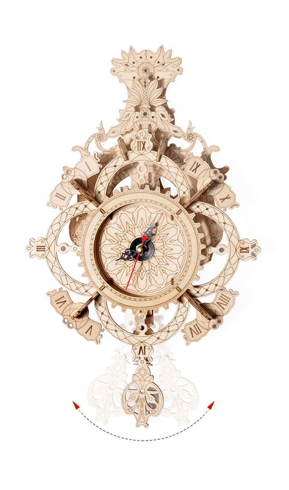 3D Wooden Puzzle Clock Kit DIY Mechanical Wall Clock Hanging Pendulum Gift for Adults & Teens
