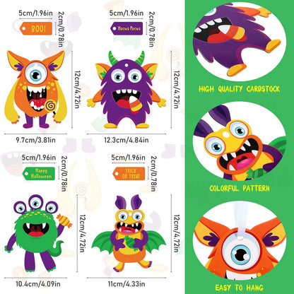Sumind 36 Sets Halloween Craft Paper Ornaments Kits DIY Craft Halloween Paper Decorative Kit Art DIY Handcraft Supplies for Game Activities