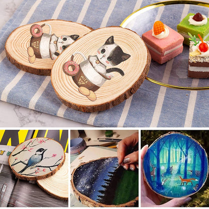 30 Pcs 3.6-4.1 Inches Unfinished Natural Wood Slices Circles with Bark for Coasters DIY Crafts Christmas Ornaments Rustic Wedding Decoration