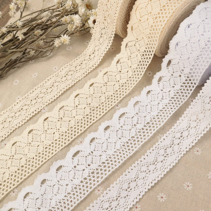 White Lace Ribbon 11 Yards Cotton Lace Trim Crochet Sewing Lace for Crafts, Gift Package Wrapping, Bridal Wedding Decoration, Scrapbooking Supplies
