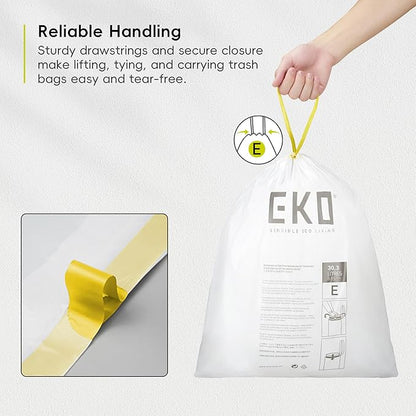EKO Easy-Dispense Roll 80 Count Extra-Strong Drawstring Tall Kitchen Trash Bag