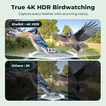Kiwibit Smart Bird Feeder with Camera, Solar Powered for Outdoors, Bird Species AI Identification, 8MP Photo, 4K Video Livestream, Real-Time Bird Alert, Birdwatching Gifts for Bird Lovers, Bluejay Sky