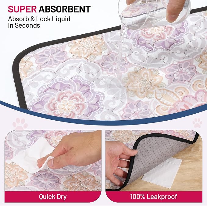 Washable Dog Pee Pads - Absorbent Reusable Puppy Training Pads, Waterproof Leak - Proof & Non - Slip for Crate Whelping Potty Training 24x36 (Pack of 2)