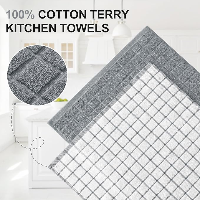 Homaxy Premium Cotton Kitchen Towels 16"x 28", Large Natural Ring Spun 390 GSM
